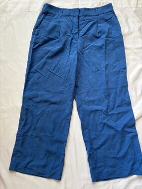 Loft Linen Blend Women’s Blue Wide-Leg Trousers